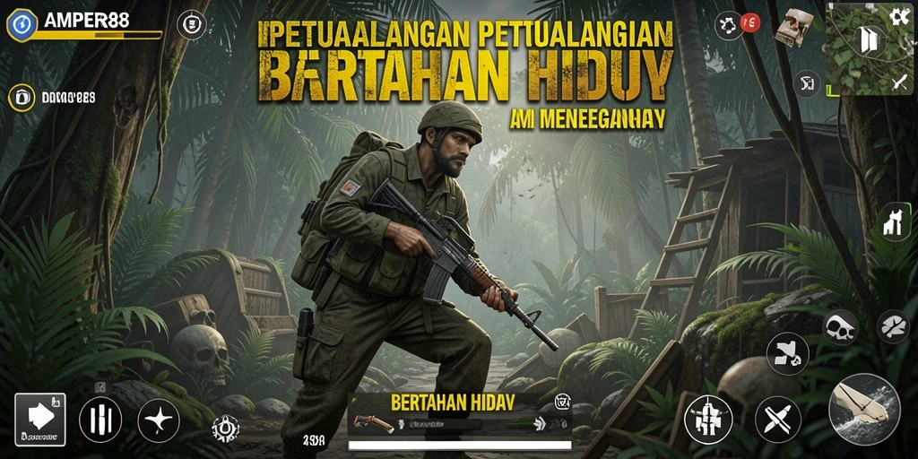 Tampilan antarmuka AMPER88 yang menarik dan interaktif dalam dunia Bertahan Hidup.