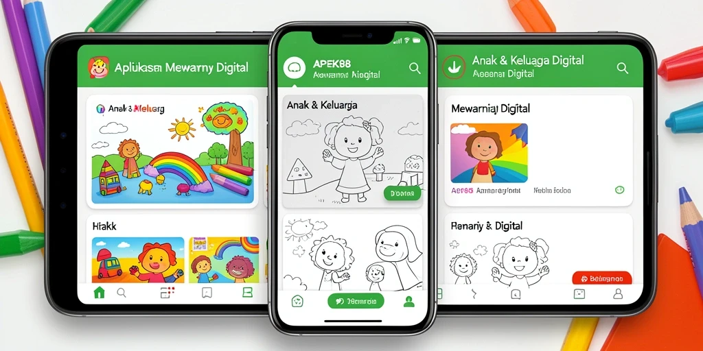 Antarmuka APEK88 untuk mewarnai digital yang menarik dan ramah anak.