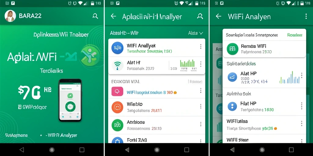 Tampilan antarmuka pengguna aplikasi WiFi Analyzer BARA22.