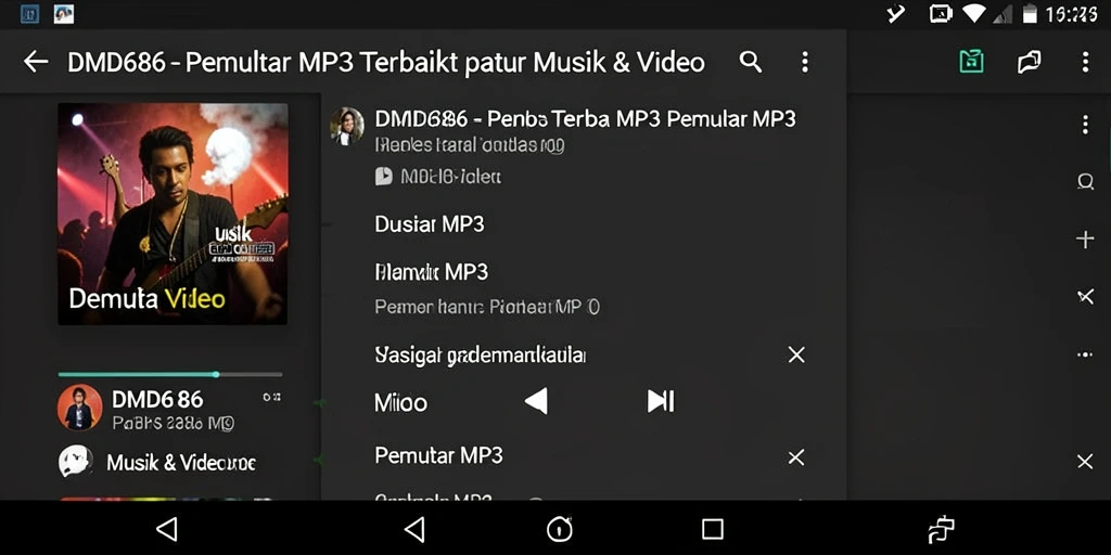 Tampilan antarmuka DMD686 yang menarik dan fungsional untuk Pemutar MP3.