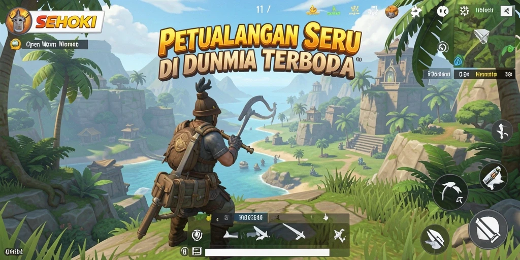 Tampilan antarmuka SEHOKI yang menarik dan intuitif di dunia terbuka.